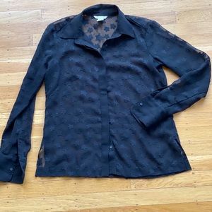H&M | Black Star Appliqué Button Down Blouse | 6